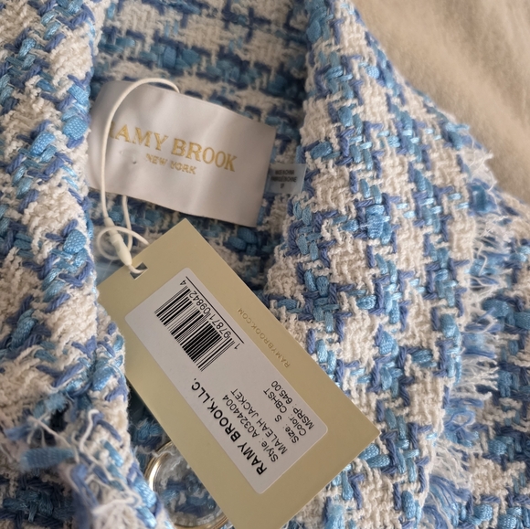 Ramy Brook Maleah Houndstooth Tweed Jacket NWT Womens S Blue Preppy City Chic - Picture 7 of 15